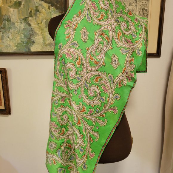 Vintage Silk and Rayon Blend Rectangular Scarf Japan Sally Gee - Picture 4 of 4